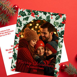 Festive Arch Shaped Photo Ram jul Helg Vykort