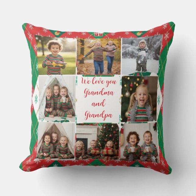 Festive Argyle Love Personalized Christmas Kudde (Framsida)