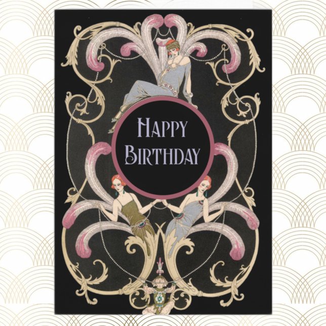 Festive Art Deco Birthday Kort (Skapare uppladdad)