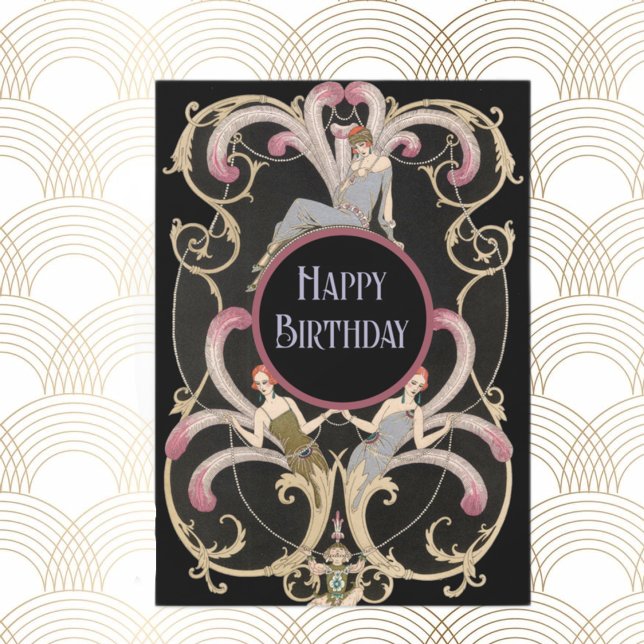 Festive Art Deco Birthday Kort (Skapare uppladdad)