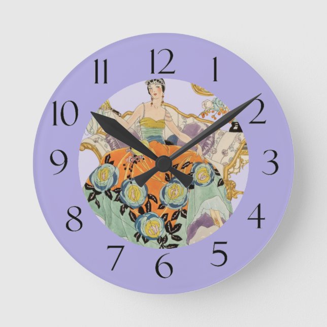 Festive Art Deco Dam Rund Klocka (Framsida)