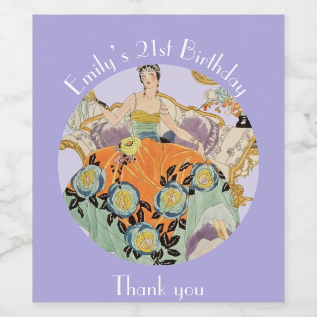 Festive Art Deco Dam Vinflaska Etikett (Singel etikett)