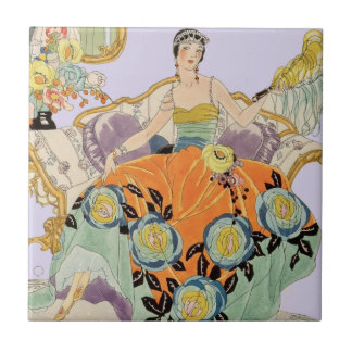 Festive Art Deco Lady Kakelplatta