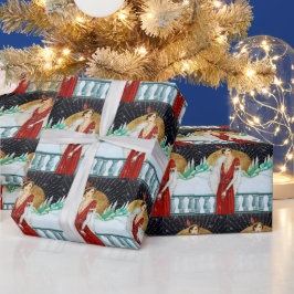 Festive Art deco retro vintage jul dam Presentpapper