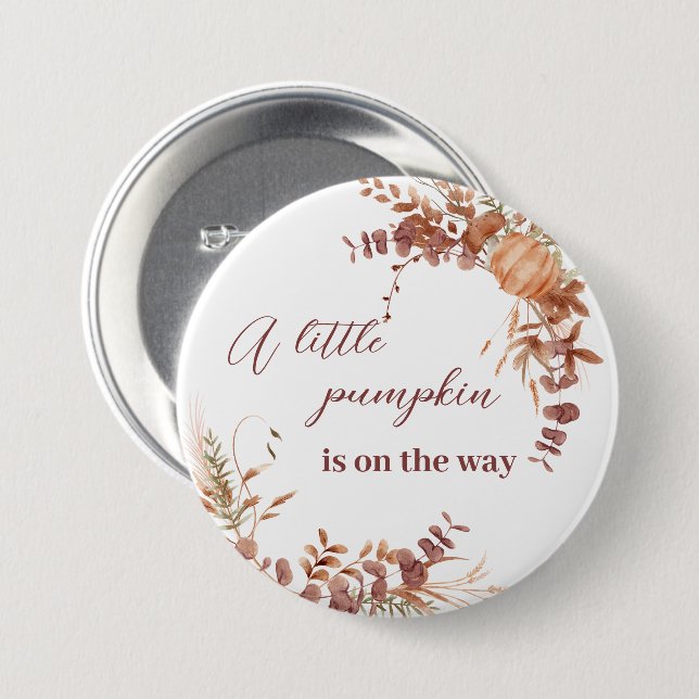 Festive Autumn Terracotta Baby Fox Pumpkin Knapp (Framsida & baksida)