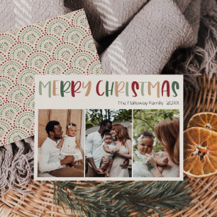 Festive Avslappnad Colorful jul 3Photo Julkort