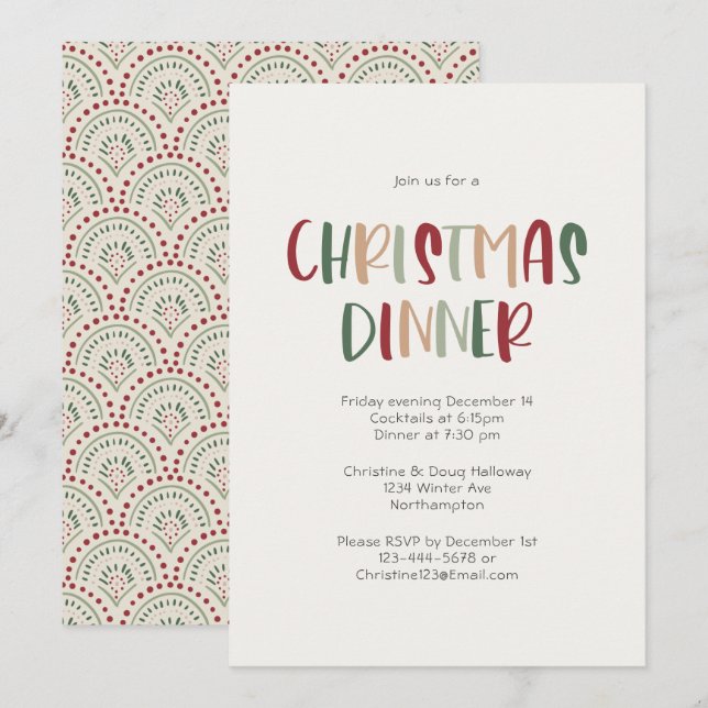 Festive Avslappnad Colorful jul Middag Party Inbjudningar (Fram/baksida)