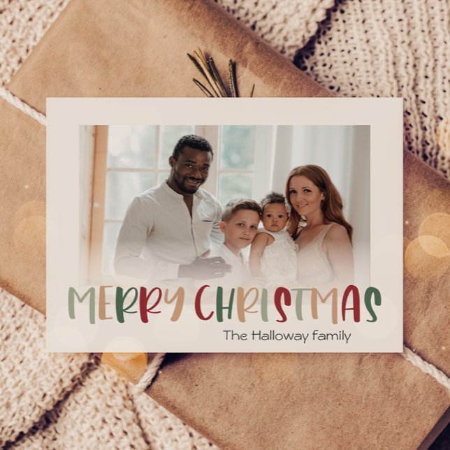 Festive Avslappnad Colorful julfading Photo Julkort (Skapare uppladdad)