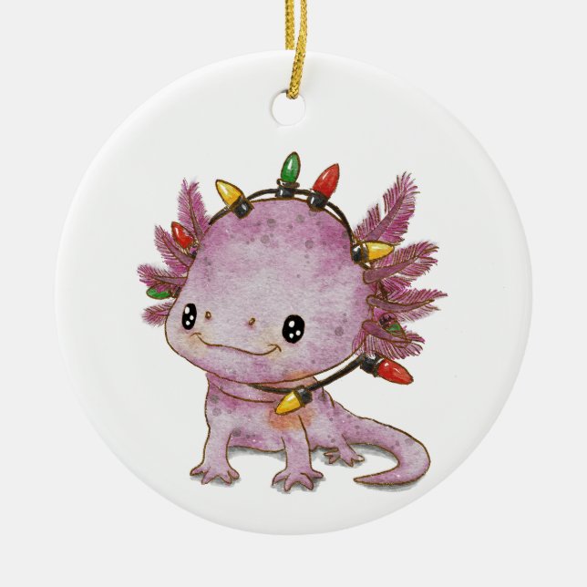 Festive Axolotl Julgransprydnad Keramik (Framsidan)