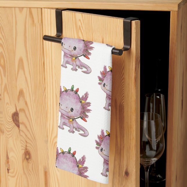 Festive Axolotl Kökshandduk (Thirds Fold)