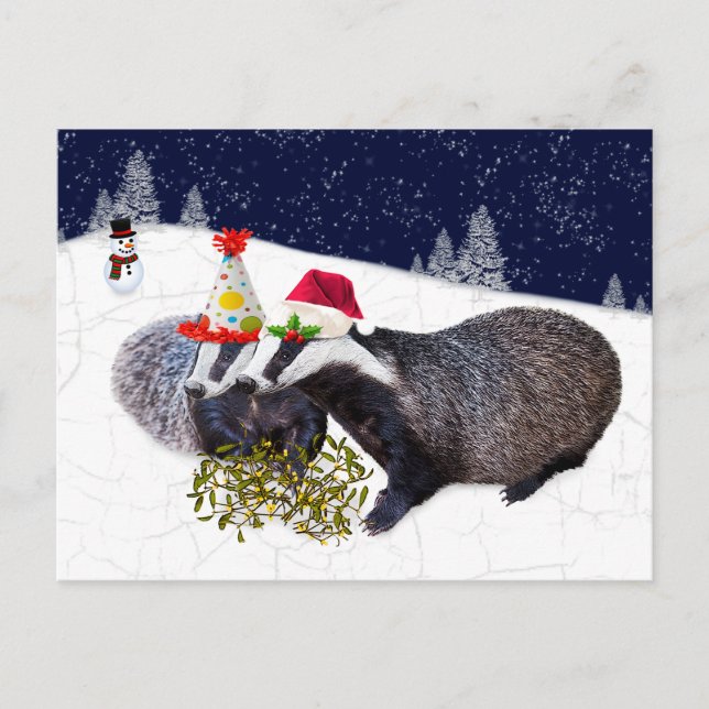 Festive Badgers vykort (Framsida)