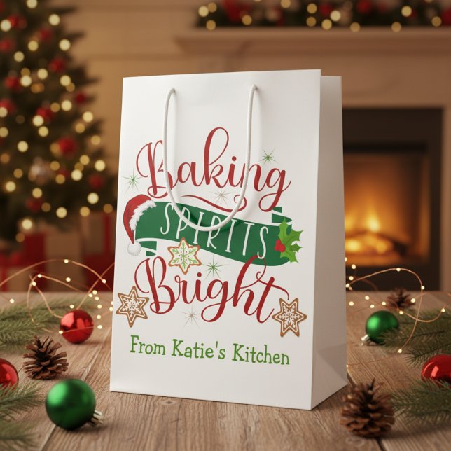 Festive Baking Spirits Bright Anpassningsbar Jul (Festive Baking Spirits Bright Custom Christmas Medium Gift Bag)