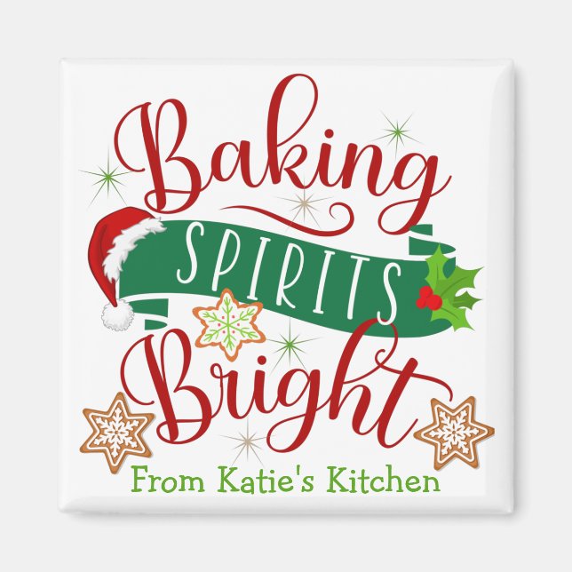 Festive Baking Spirits Bright Anpassningsbar Jul Magnet (Framsidan)