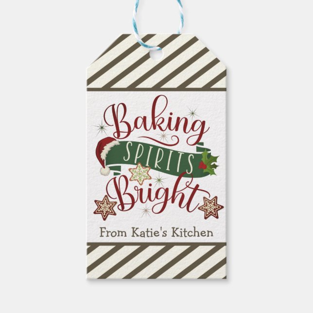 Festive Baking Spirits Bright Anpassningsbar Jul Presentetikett (Framsidan)