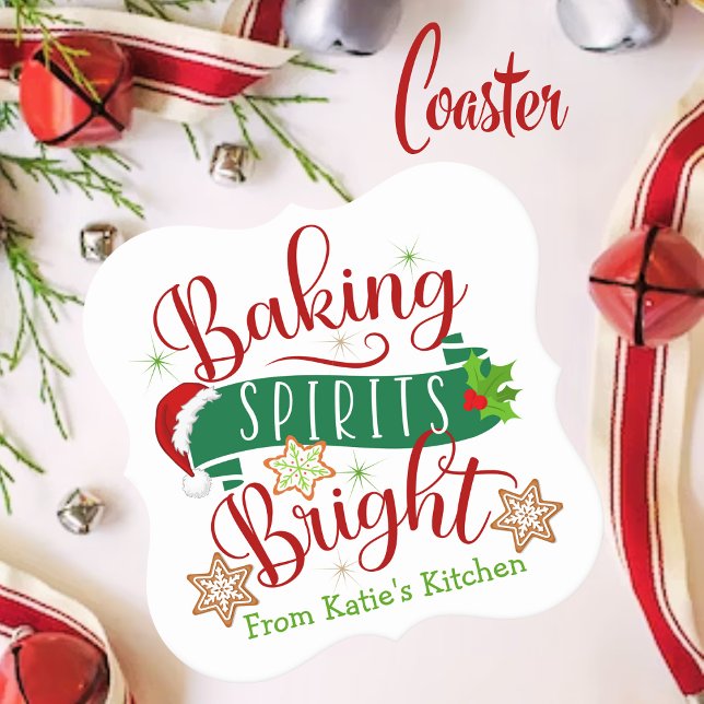 Festive Baking Spirits Bright Anpassningsbar Jul Underlägg Papper (Festive Baking Spirits Bright Custom Christmas Paper Coaster)