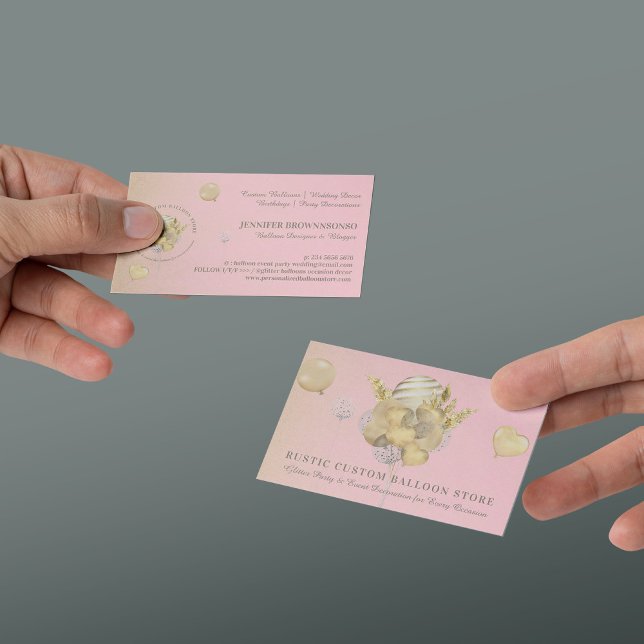 Festive Balloc Rustic Guld Party, händelseplanerin Visitkort (Festive Balloons Rustic Gold Party Event Planner Business Card)