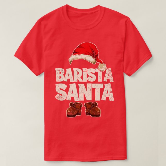 Festive Barista Jultomten Julafton juljul T Shirt (Design framsida)