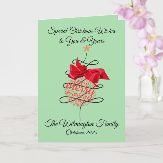 Festive Bauble Family-julklapp Kort (Orkide)