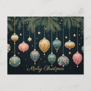 Festive Baubles-julhälsningskort Helg Vykort
