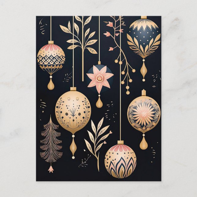 Festive Baubles-julhälsningskort Vykort (Framsida)