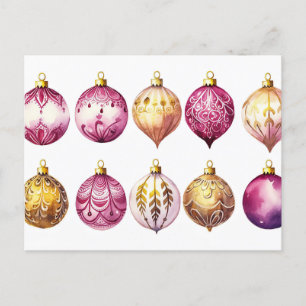 Festive Baubles-julhälsningskort Vykort