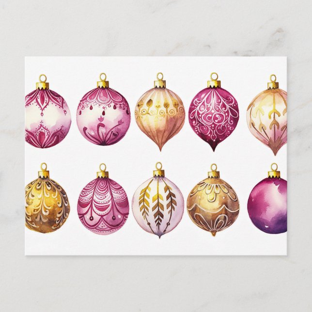 Festive Baubles-julhälsningskort Vykort (Framsida)