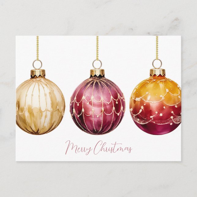 Festive Baubles-julhälsningskort Vykort (Framsida)