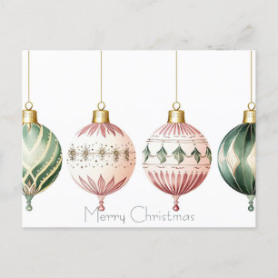 Festive Baubles-julhälsningskort Vykort