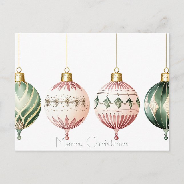 Festive Baubles-julhälsningskort Vykort (Framsida)