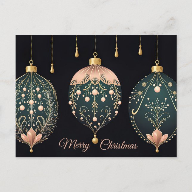 Festive Baubles-julhälsningskort Vykort (Framsida)