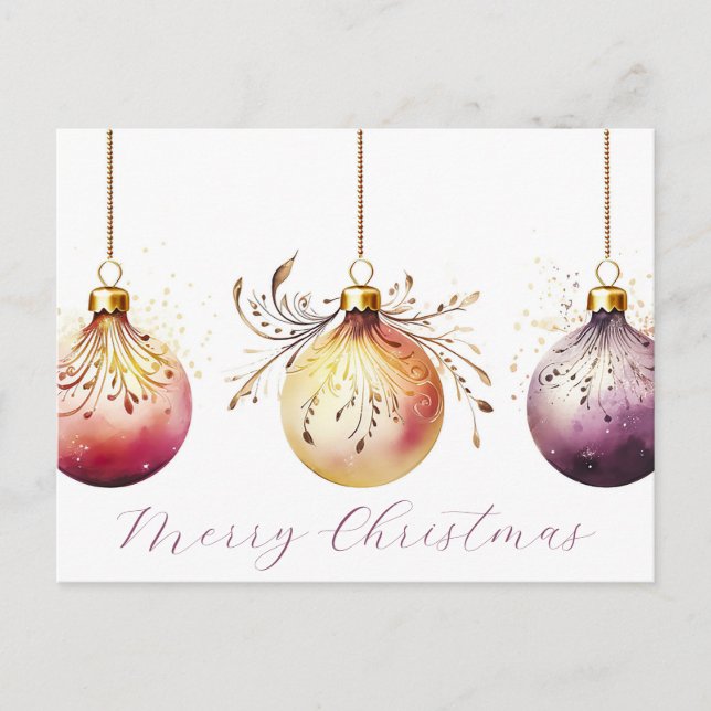 Festive Baubles-julhälsningskort Vykort (Framsida)