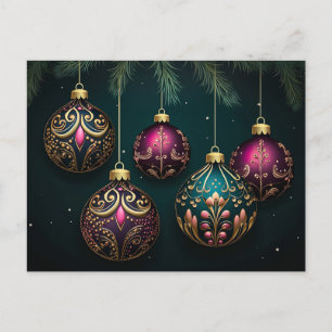 Festive Baubles-julhälsningskort Vykort