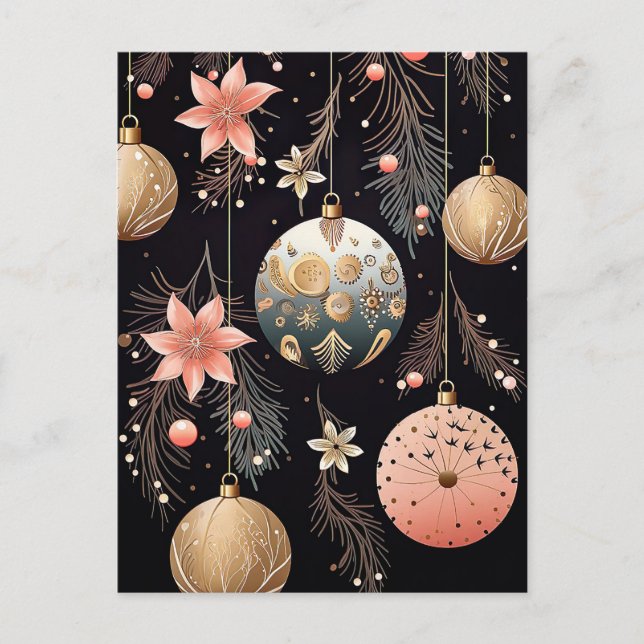 Festive Baubles-julhälsningskort Vykort (Framsida)