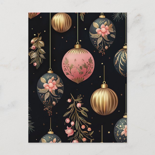 Festive Baubles-julhälsningskort Vykort (Framsida)