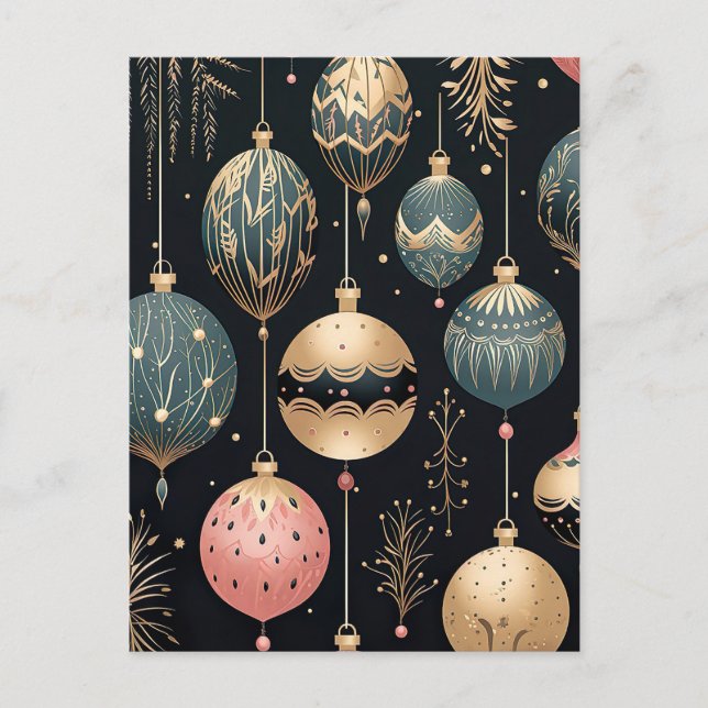 Festive Baubles-julhälsningskort Vykort (Framsida)