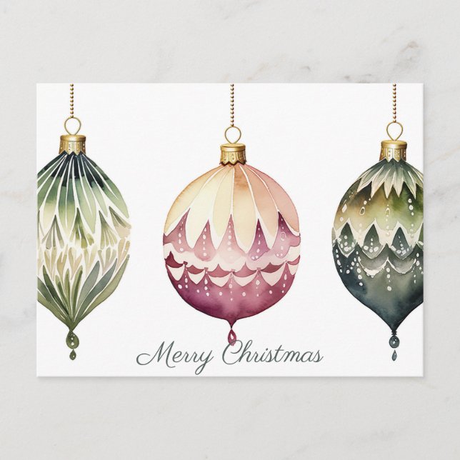 Festive Baubles-julhälsningskort Vykort (Framsida)