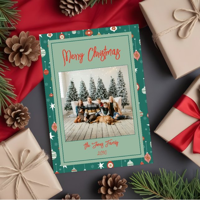 Festive Baubles & Snöflingor jul Kort (Skapare uppladdad)