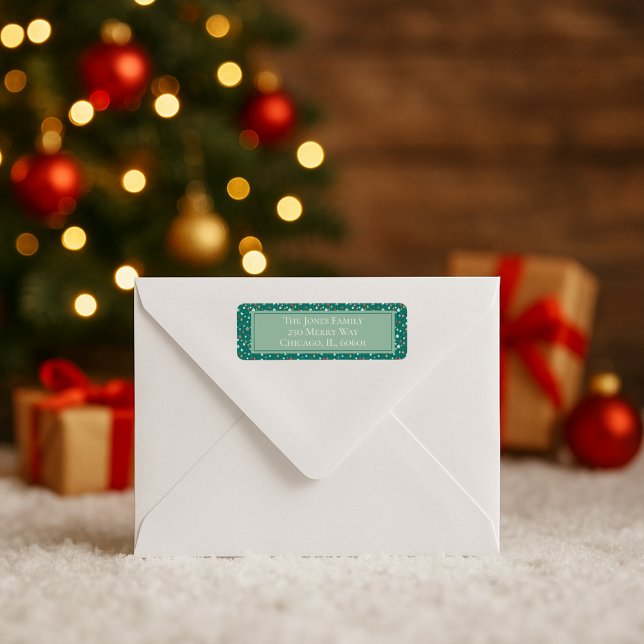 Festive Baubles & Snöflingor jul Party Invit Returadress Etikett (Skapare uppladdad)