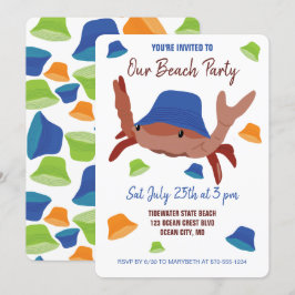 Festive Beach Party Crab in a Hat Inbjudningar