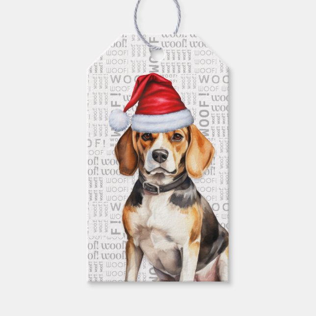 Festive Beagle Helgdag Hund jul jul Presentetikett (Framsidan)