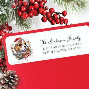 Festive Beagle Hund i Santa Hat-Returadressen Returadress Etikett