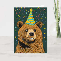 Festive Bear Födelsedagsfest Greeting Card Kort