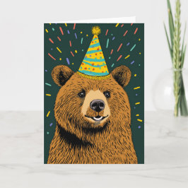 Festive Bear Födelsedagsfest Greeting Card Kort