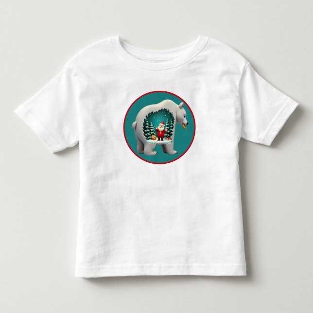 Festive Bear Santa Christmas Trees Cookies T Shirt (Framsida)