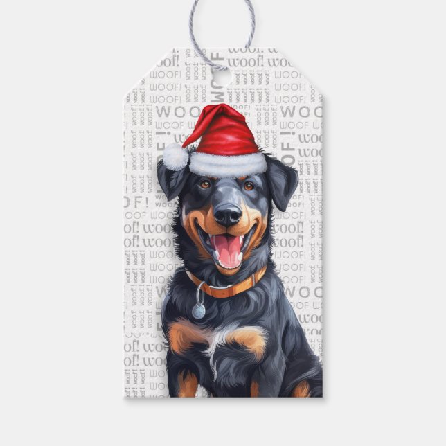 Festive Beauceron Helgdag Hund jul Presentetikett (Framsidan)
