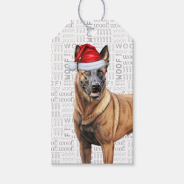 Festive belgiske Malinois Helgdag Hund jul jul Presentetikett