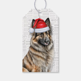 Festive Belgium Tervuren Helgdag Hund jul Presentetikett