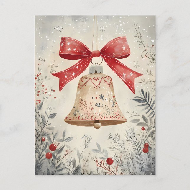 Festive Bell jul Hälsning Vykort (Framsida)
