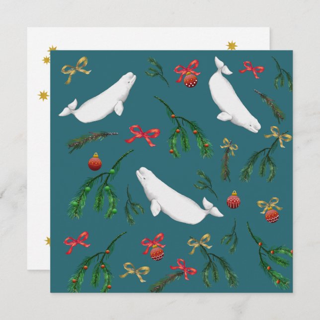 Festive Beluga Whale Illustration jul Julkort (Fram/baksida)