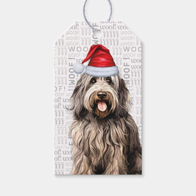 Festive Bergamasco Helgdag Hund jul jul Presentetikett (Framsidan)